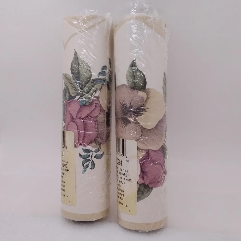 Lot of 2 BREWSTER Wallcovering Floral Laser Cut BORDER Pre-pasted, 6.75